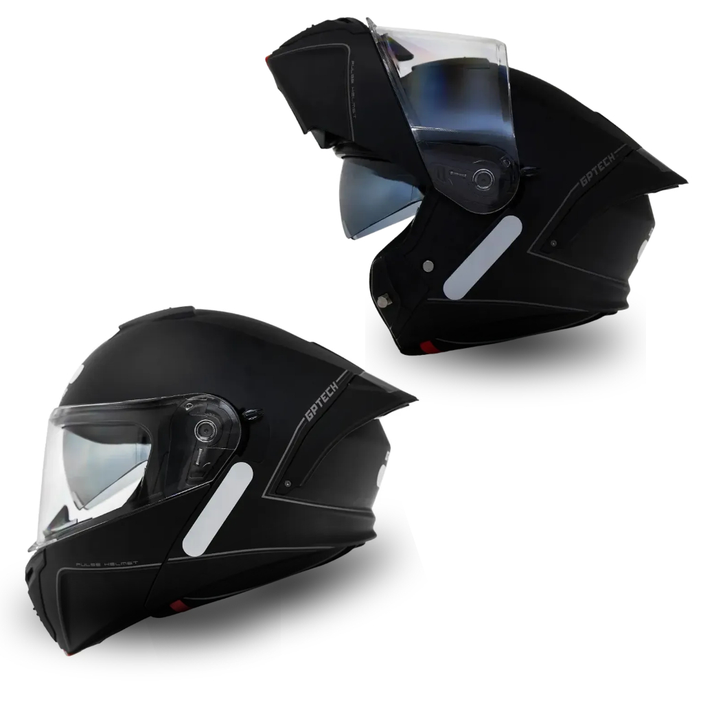 Capacete Articulado Casco em ABS GP Tech Preto Fosco A128 SV Pulse Óculos Fumê Interna