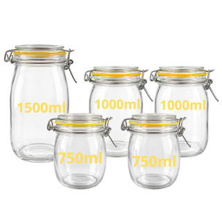 Kit 5 Potes de Vidro para Cozinha e Despensa Diversos Modelos e Capacidades