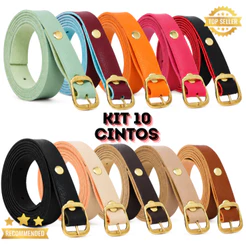 Super Kit 10 cinto fino feminino Varias cores