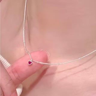 Colar com corrente aço pingente de coração rosa Elegante Presente Lembrancinha
