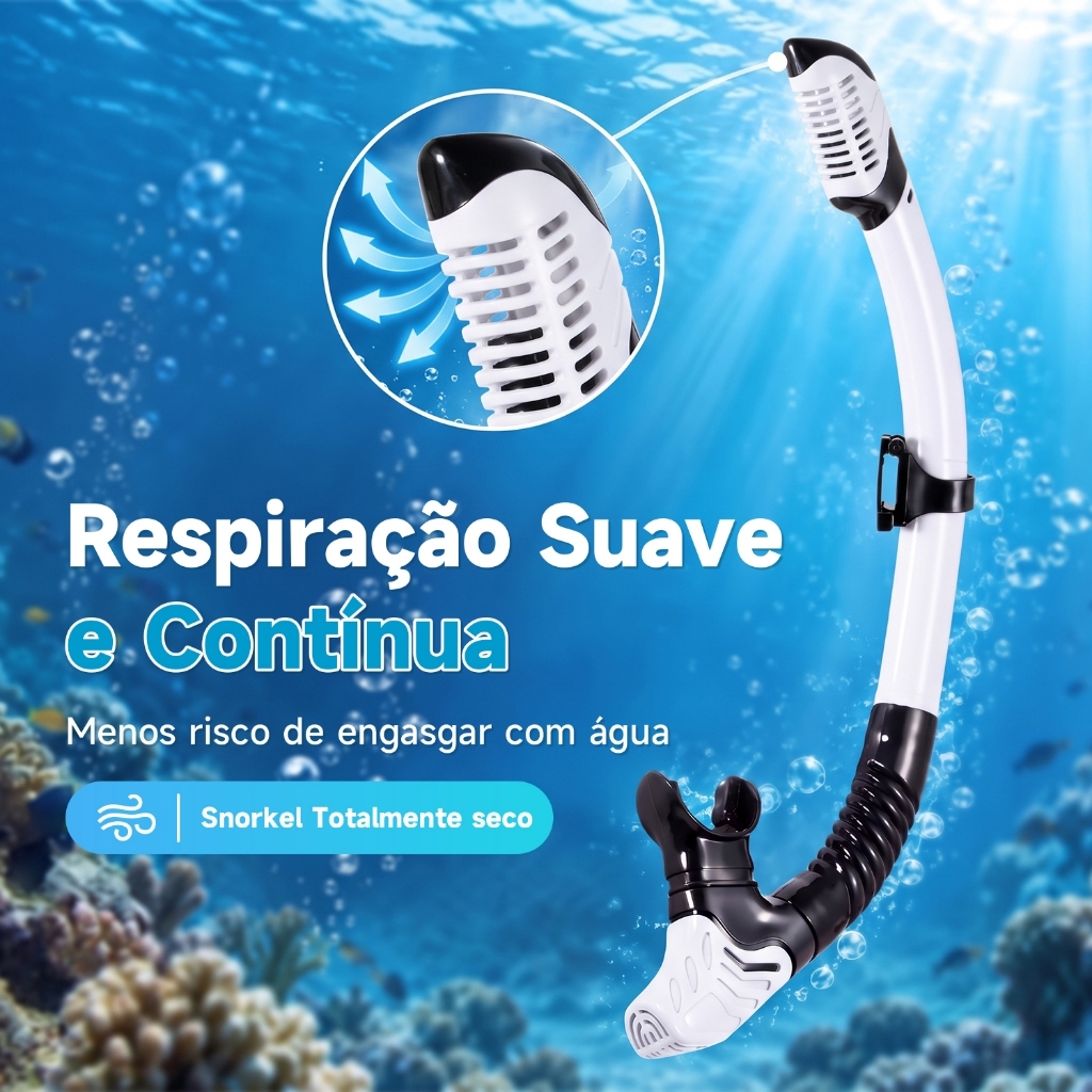 JOYFOX Kit de Mergulho Profissional Máscara Panorâmica 180 Anti-Embaçante + Snorkel Dry com Válvula Adulto — imagem 2 de 2