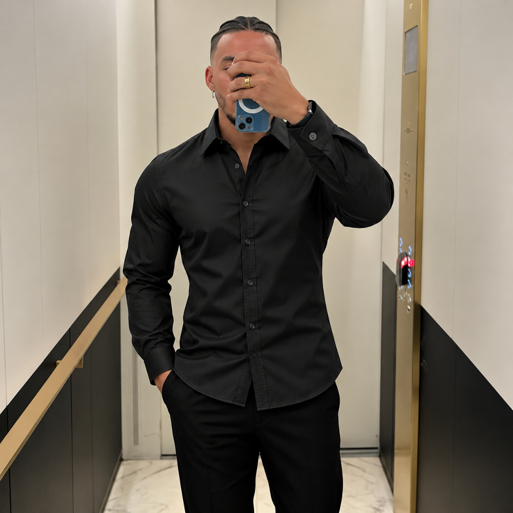 Camisa Sem Detalhe Manga Longa Masculina Blusa Social Tamanho P M G e GG