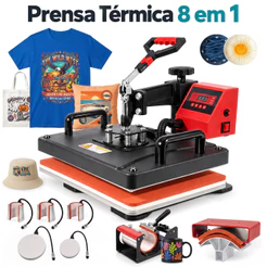Máquina de Impressão por Sublimação 8 em 1 Máquina Multifuncional de Prensa Térmica Plana Pode Personalizada Mecolour