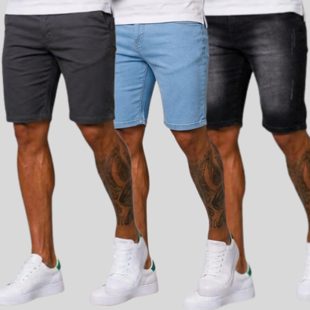 Kit 3 Bermudas Jeans Com Elastano Masculina Lycra Premium - Casual Dia A Dia Oferta Shopee