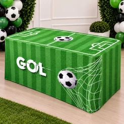 Capa de Mesa Decoração Festa Futebol Sublimada Decoração Forro Em Tecido Veste Fácil Aniversário