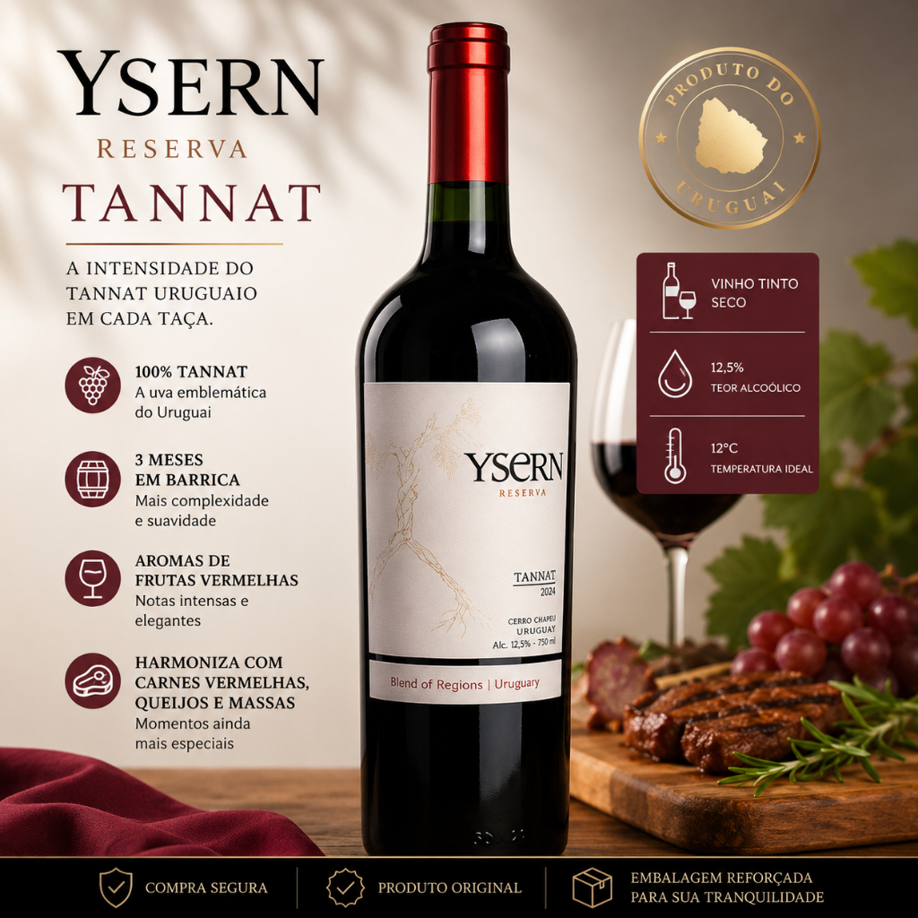 Vinho Tinto Seco uruguai Ysern Reserva Tannat 750 ml