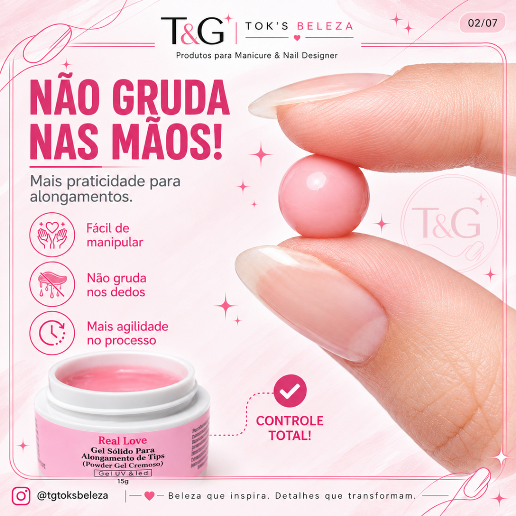 Gel De Alongamento Solido UV&Led15 ML Real Love Alongamentos Tips — imagem 2 de 2