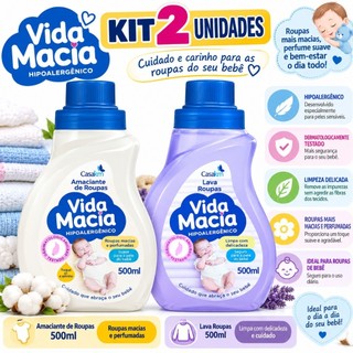 Kit Vida Macia 1 Lava Roupas + 1 Amaciante Glicerina Camomila 500ml
