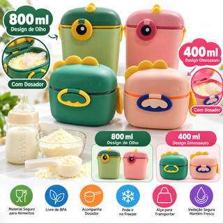Porta Pote  Leite em Pó Bebê Portátil com Dosador | Pote Hermético BPA Free