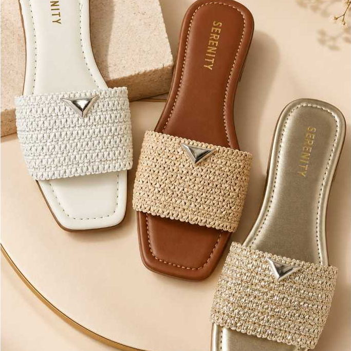 Rasteira Feminina Bico Quadrado Versátil Confortável Sandália Macia Delicada Moda Elegante Casual Leve