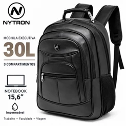 Mochila Masculina PU Impermeável Resistente Grande Reforçada 30L Executiva Escolar Nytron Backpack Notebook