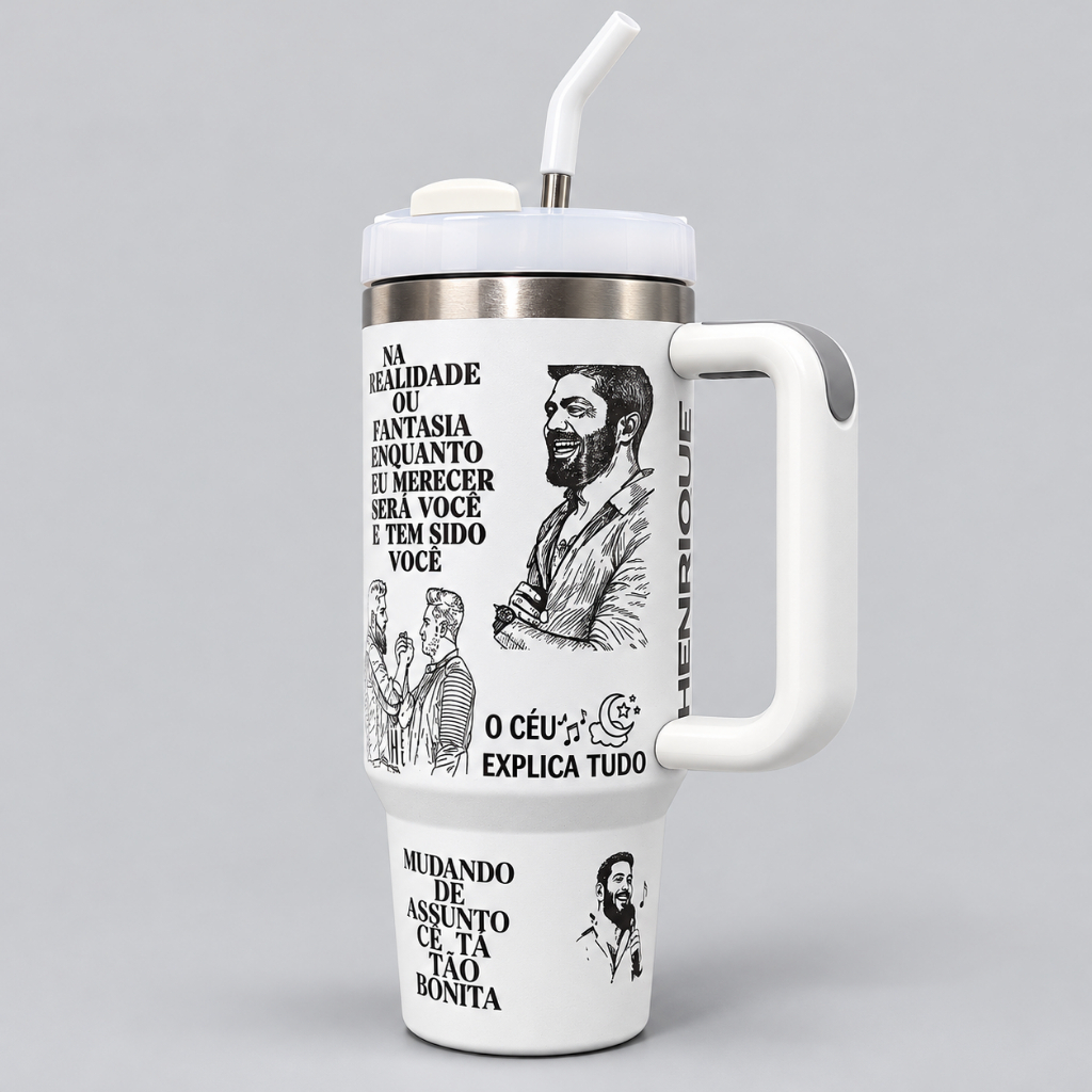 COPO TÉRMICO HENRIQUE E JULIANO PERSONALIZADO COM AS MUSICA QUE DESEJAR, SEU NOME,FRASES