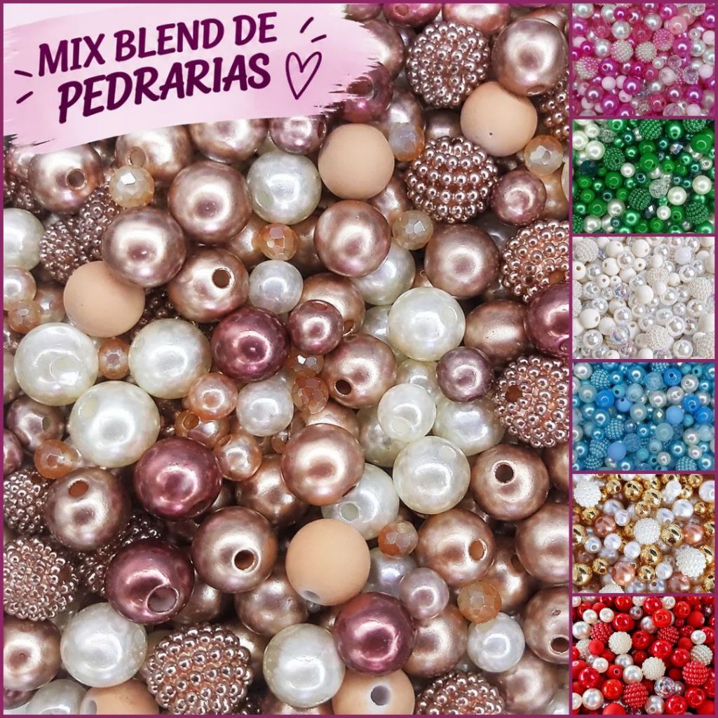 Blend Mix Premium Pedrarias Pérolas e Miçangas e bolas acrílicas | Acessórios para Artesanato, Tiaras e Bijuterias DIY