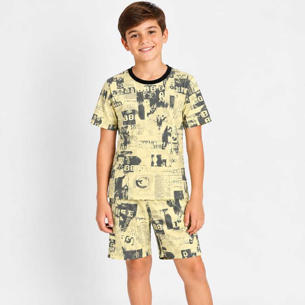 PIJAMA MeninO Infantil -Juvenil /VERÃO  Malha SUEDE super macio   ( Conjunto Bermuda  e Camisa Manga Curta ) ...