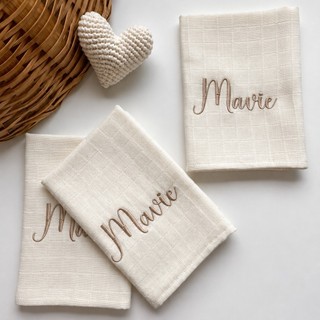 Kit 3 Pano de Boca para Bebe Fralda Personalizada Com Nome Bordado.