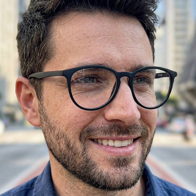Armação Oculos Masculino para Grau Redondo Ilook Leve Moderno Atemporal Básico Clássico Preto