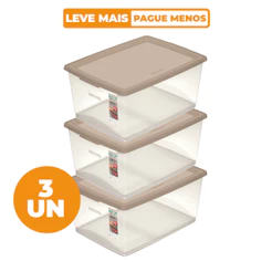 Kit 3 Caixas Organizadoras 30L Cappuccino My Closet Ordene