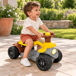 Mini Quadriciclo Andador Carrinho Gira Gira 16kg 1 a 3 anos Inmetro - Volante C/ Buzina | QUEEN SHOP
