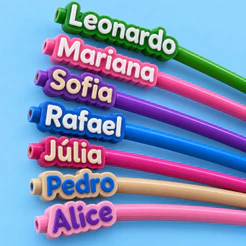 Ponteira de Lápis Personalizada com Nome Kit Identificador Escolar Volta às Aulas