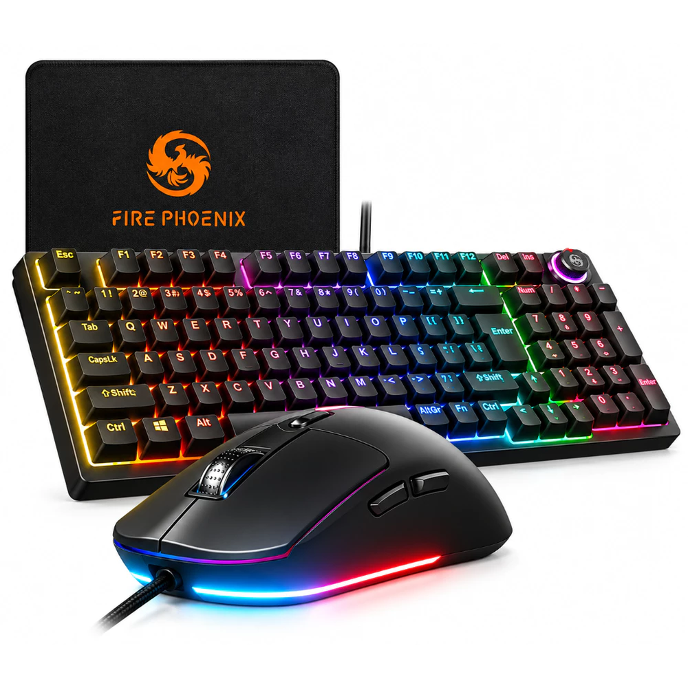 Kit Teclado Mecânico E Mouse Gamer Rgb 7200 Dpi Switch Red Bk-08