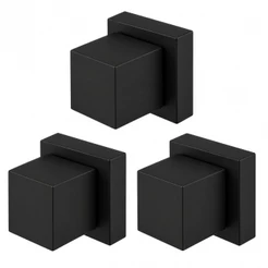Kit de 3 Acabamentos para Registro Quadrado Preto Metal 1/2 ou 3/4 Padrão Deca Resistente
