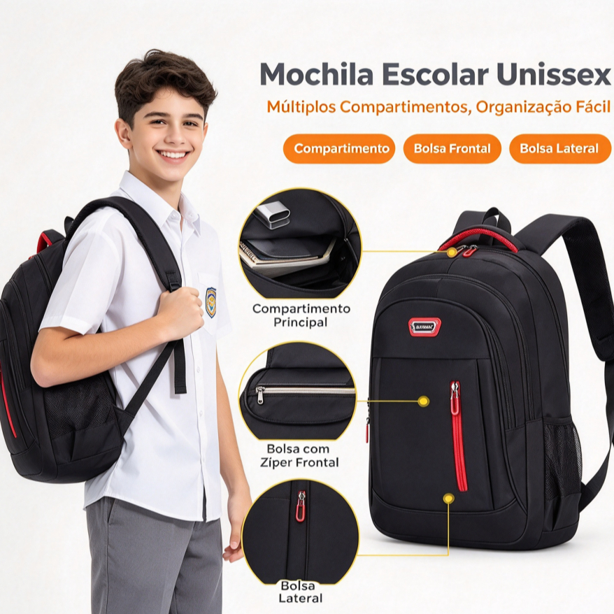 Mochila Masculino e Feminina Impermeável Resistente Reforçada Grande Para Notebook
