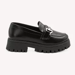 Mocassim Tratorado Sola Alta Amelia Preto