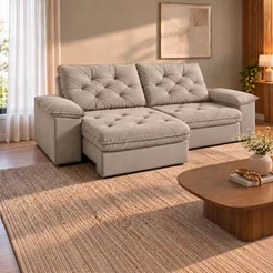 Sofá 3 Lugares Luggero Retrátil e Reclinável em Suede Linoforte