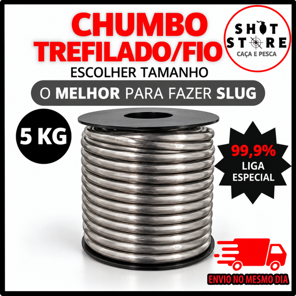 Chumbo Trefilado (5 KG) - LIGA ESPECIAL PREMIUM 99,9% (EXTRA MACIA) - Fio de chumbo para fazer SLUG