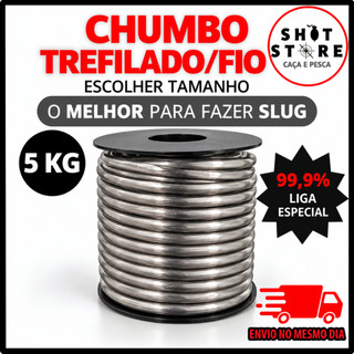 Chumbo Trefilado (5 KG) - LIGA ESPECIAL PREMIUM 99,9% (EXTRA MACIA) - Fio de chumbo para fazer SLUG