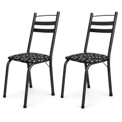 Conjunto Com 2 Cadeiras Tubular Itália Preto/Floral Artefamol