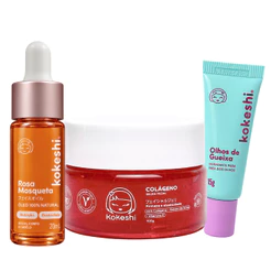Kit Geleia de colágeno olhos de gueixa Rosa Mosqueta Kokeshi