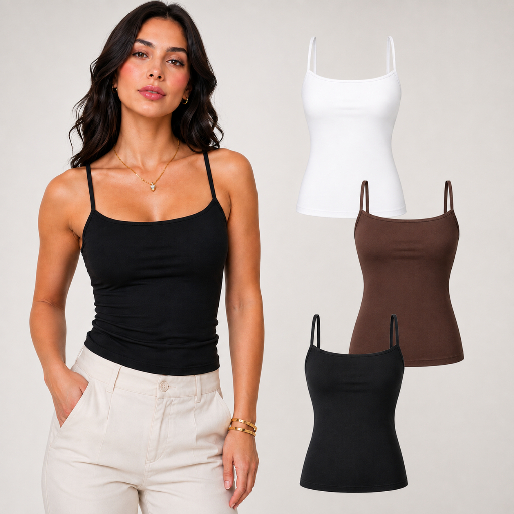Kit 3 Regatas Femininas Suplex Alcinha Alça Fina Blusa Básica Forro Duplo Feminino