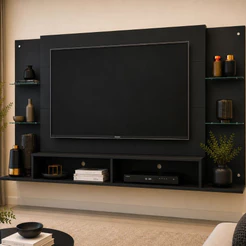 Painel com Suporte para TV até 60" Multimóveis Nairóbi FG3071 Preto