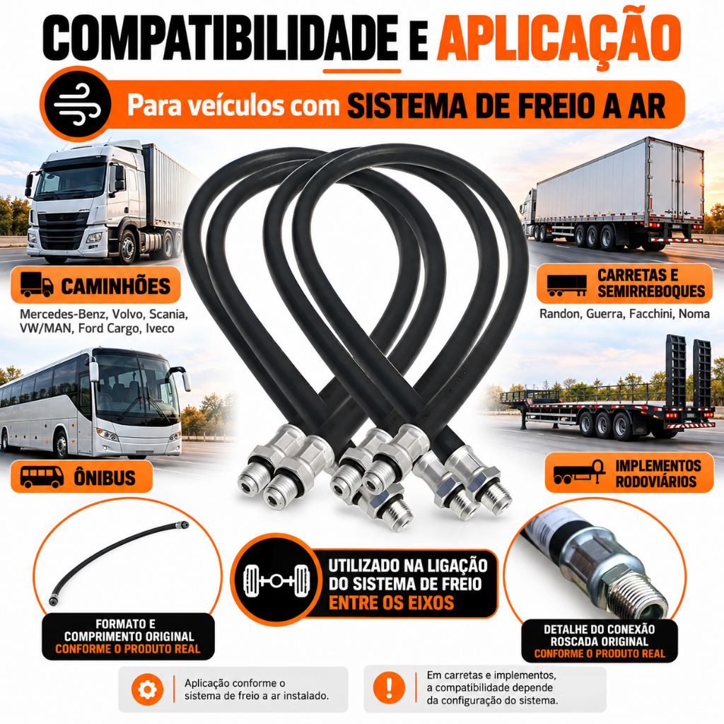 kit 4 Flexíveis da cuica 90cm M16x1,5 Randon Guerra Facchini — foto 6