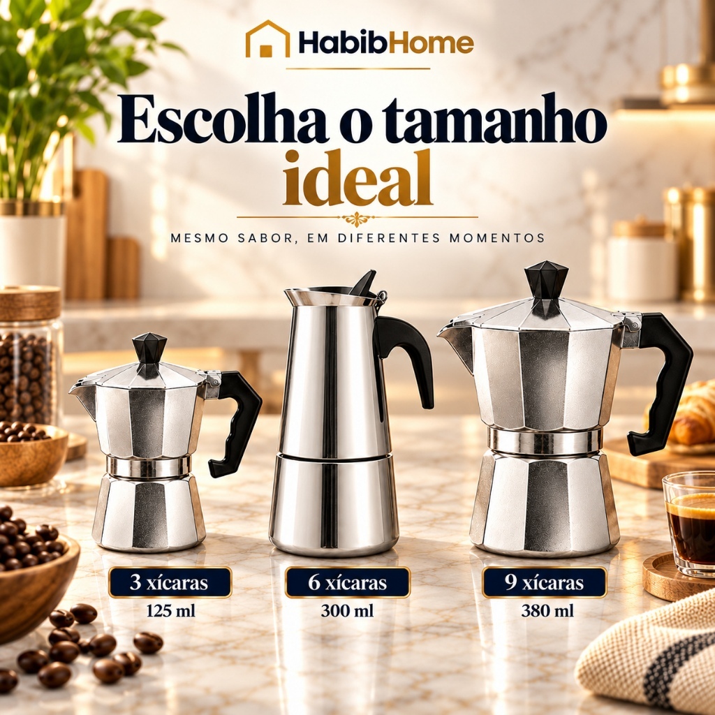 Cafeteira Italiana Moka Alumínio Café Expresso 3 6 9 12 Xícaras Fogão Casa Cozinha Café Manual