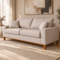 Sofá Living Istambul 3 Lugares 194cm Espuma Hiper Soft D28 Molas Bonel Eucalipto Essencial Estofados