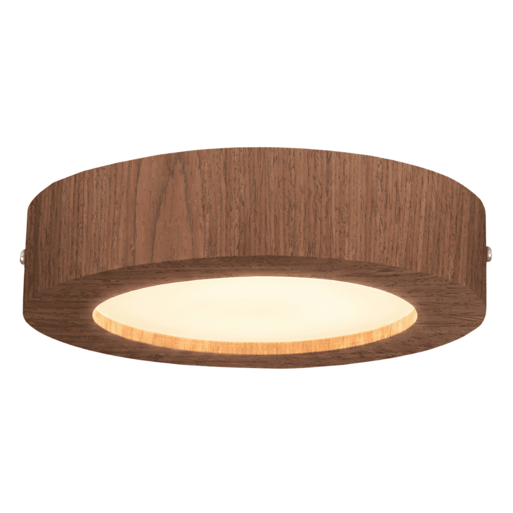 Plafon LED Madeira 18cm 12W Redondo Sobrepor Teto Luz Amarela e Branca Bivolt Quarto Sala Moderno Imbuia