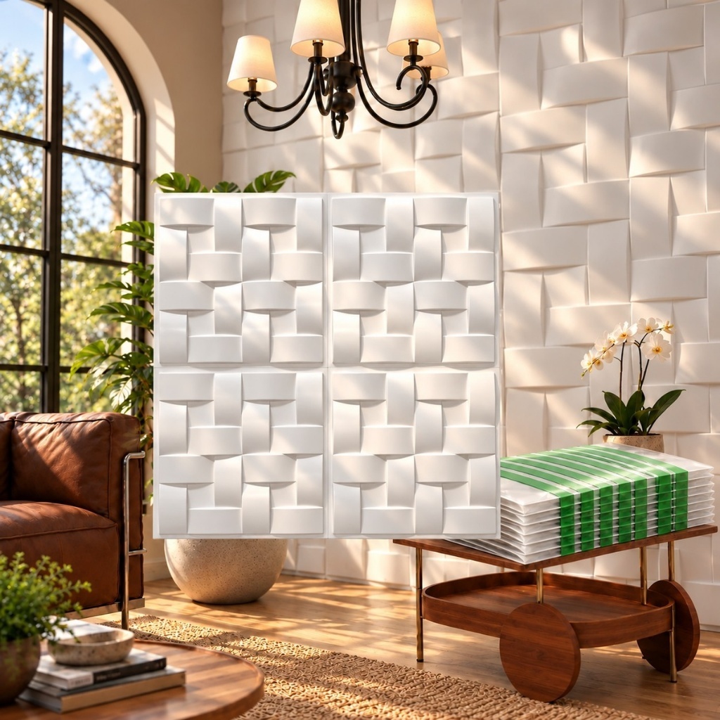 Kit 30 Placas 3D PVC 50x50 cm Revestimento Decorativo de Parede