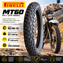 Pneu Dianteiro Pirelli MT60 90/90-19 52P Aro 19 Bros 125/150/160 XRE 190 Crosser 150
