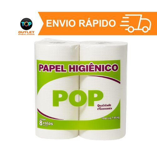 Papel Higiênico Rolão Pop 8 Rolos – 100% Celulose, Alta Maciez e Resistência