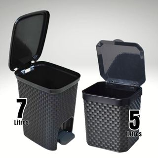 Lixeira Rattan Cesto 7 Litros com Pedal e Lixeira Pia Rattan 5 Litros ou Kit 2 Peças em Oferta na Shopee