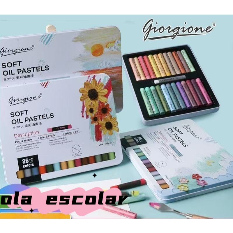 Giz Pastel Oleoso Estojo 36/48 Cores | Desenho Artístico Escolar Profissional