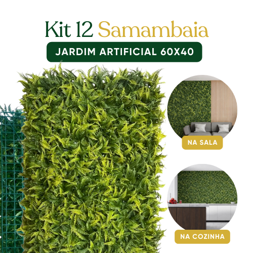12 Placas Jardim Artificial Vertical Samambaia 60x40 | Parede Verde | Projeto