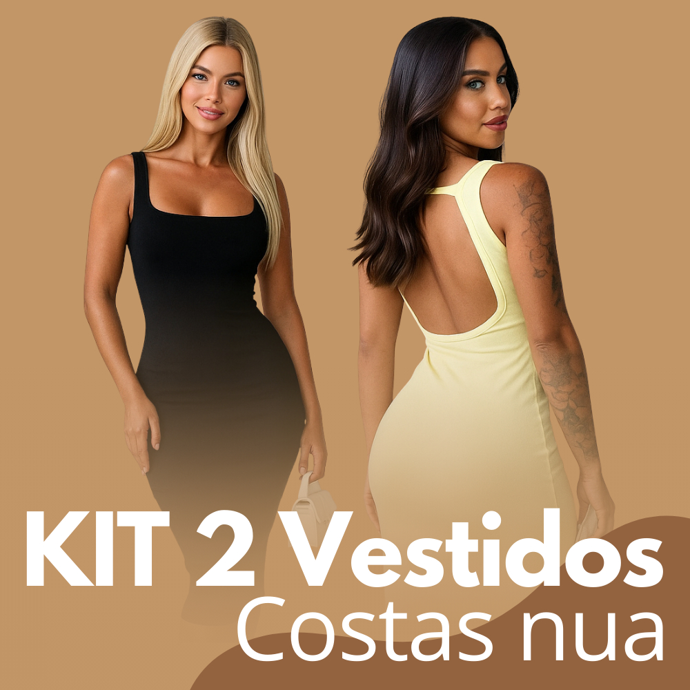 Kit Com 2 Vestido Midi Costas Nuas Tubinho Canelado Anarruga Colado Modelador Gringa Com Alça em Oferta na Shopee