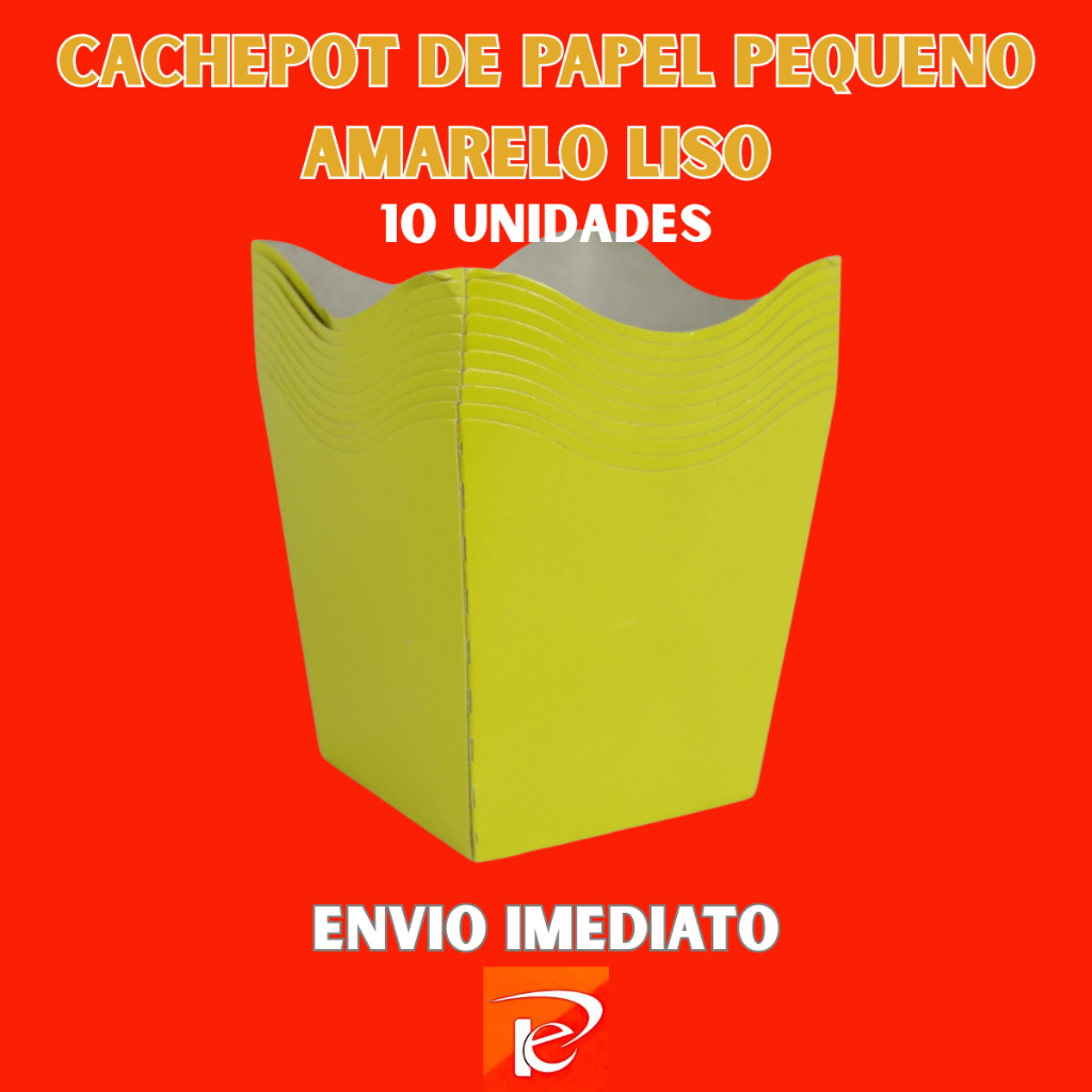 10 Cachepot Em Papel Pequeno Amarelo Liso Vaso de Papel Decorativo Festas de Aniversário