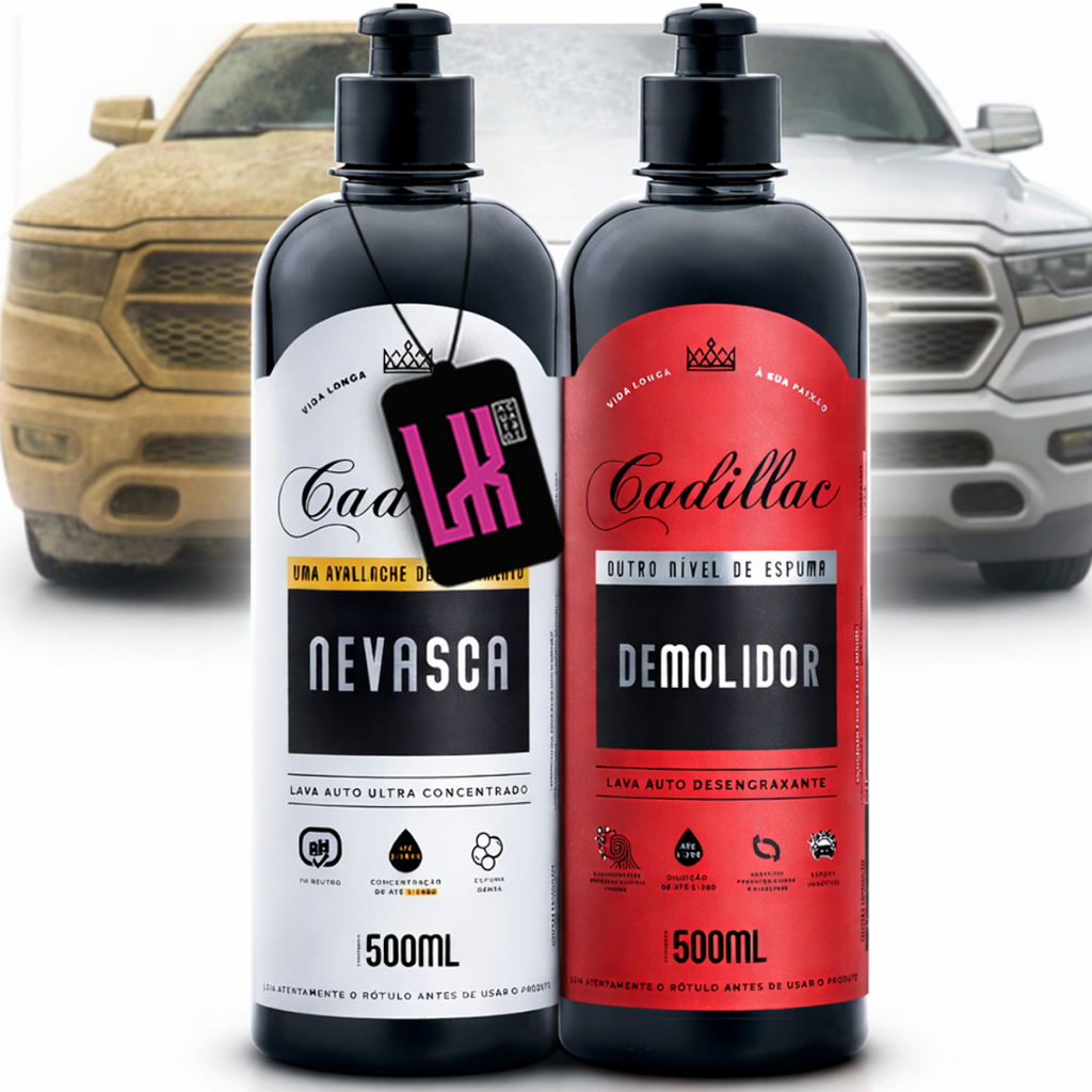 Kit Nevasca Demolidor 500ml Lava Autos Shampoo Neutro e Desengraxante Pré Lavagem Lavagem Pesada
