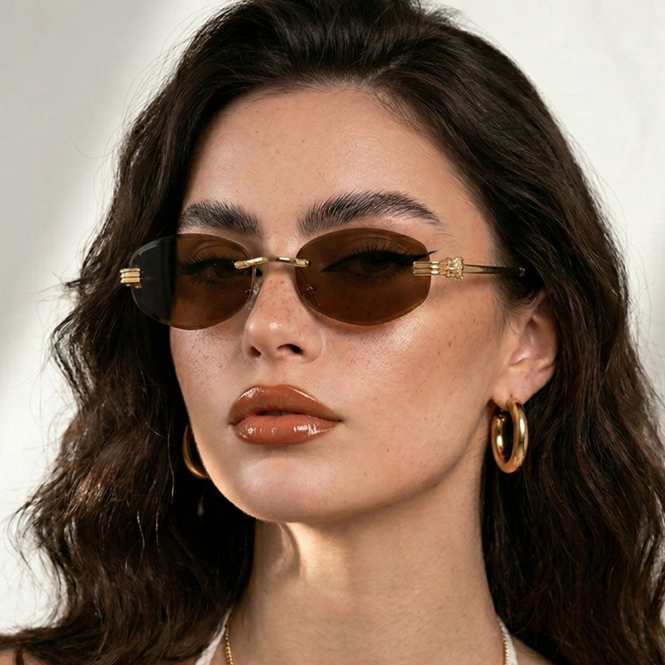 Oculos de Sol Oval Fino Premium Blogueira Tendencia do Momento em Alta Tigre Virginia uv400 Feminino em Oferta na Shopee