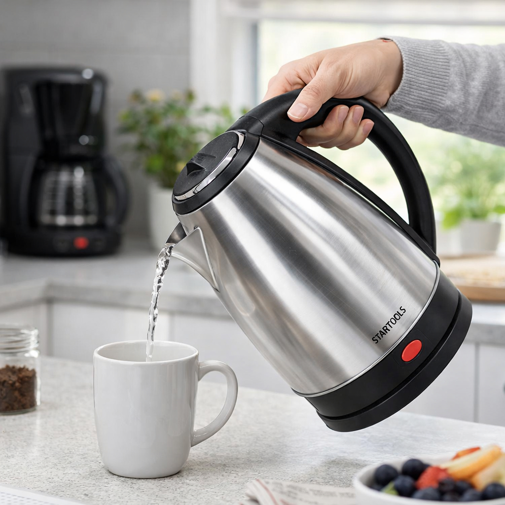 Chaleira Elétrica 2L Inox Jarra Aquecedor Água Ferve Rápido 127V 220V Segurança Auto Desliga Cozinha