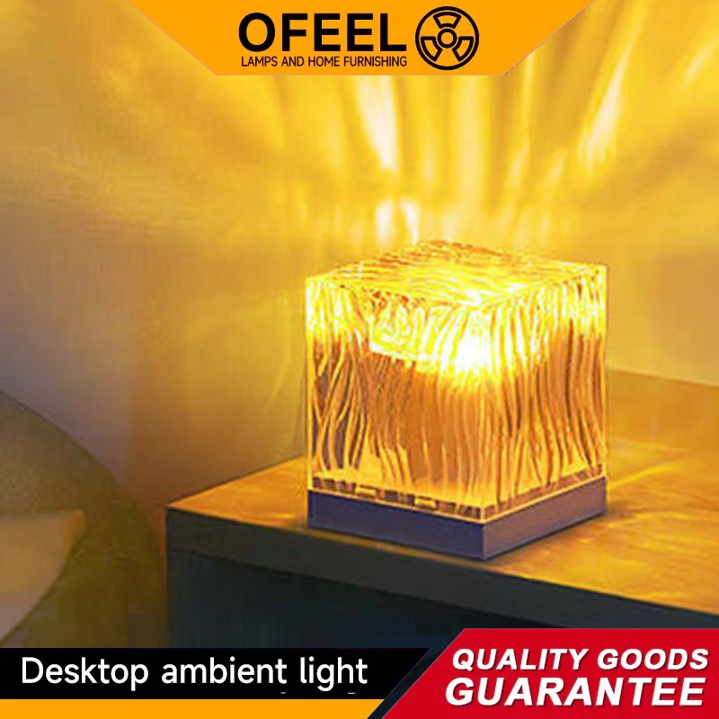 Ofeel Quarto Luminária Led De Luminária de padrão de água dinâmica de 16cores luz atmosférica Aurora